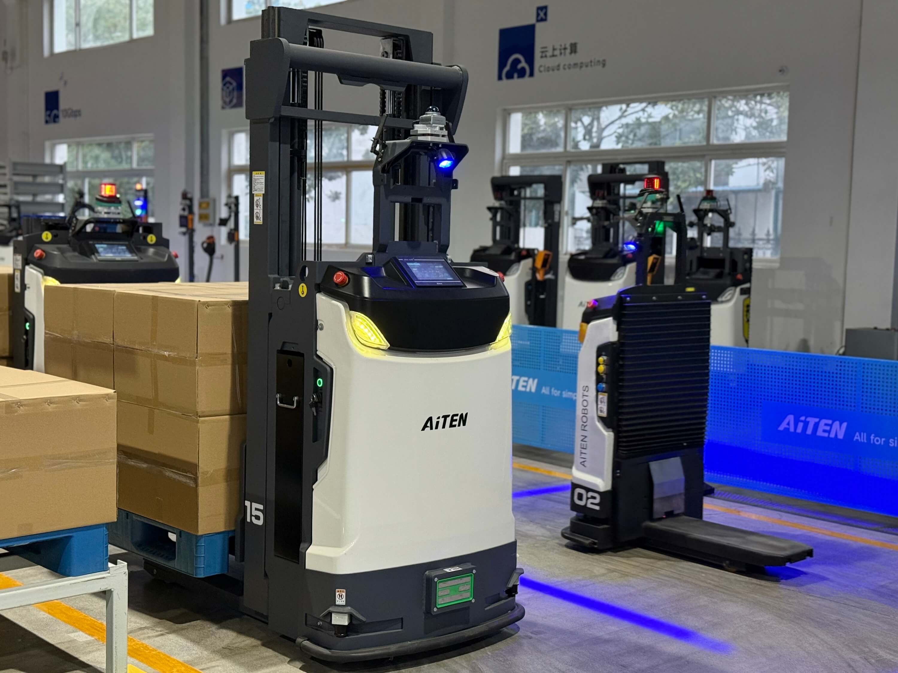 Fleet of autonomous robots in a modern warehouse